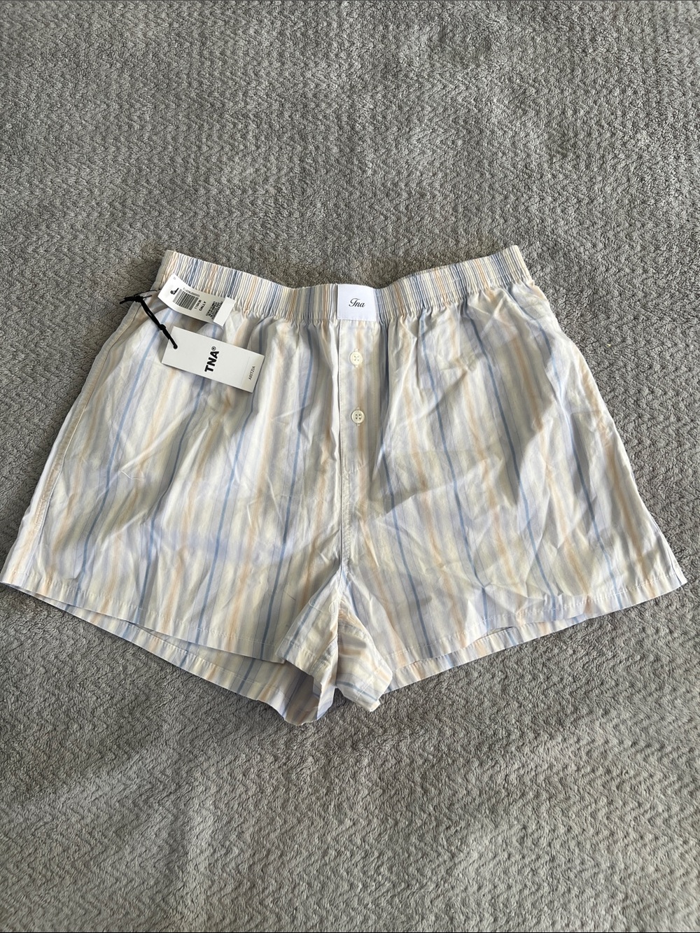 NWT TNA Striped Cotton Clean Girl Loose Dally Beachy Lounge Shorts Size Small